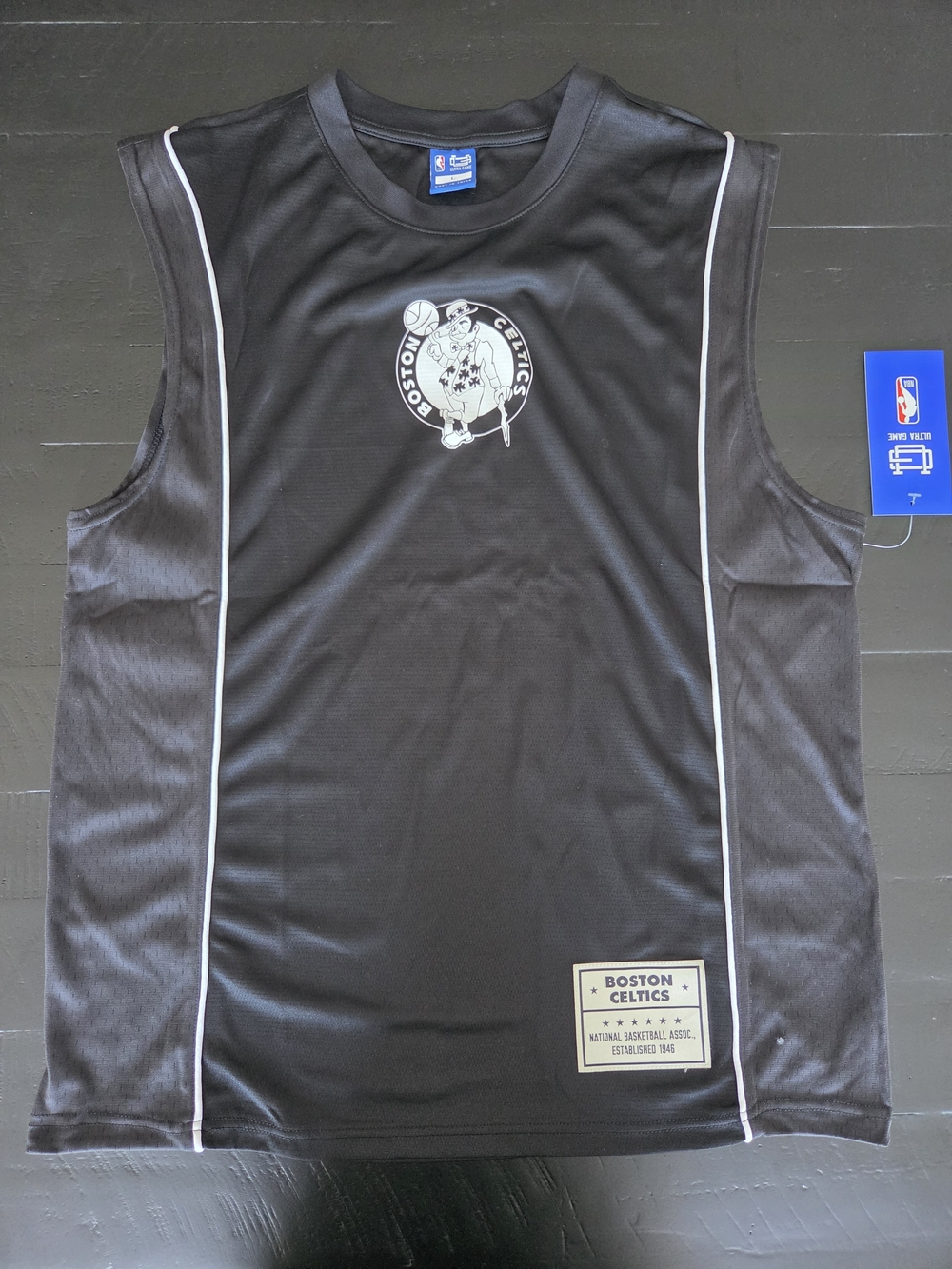 NBA Boston Celtics Black Sleeveless Jersey with White Piping